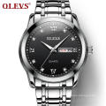 OLEVS Watches Mens Fashion Waterproof Stainless Steel Analogue Quartz Watch Luxury Diamonds Business Watch